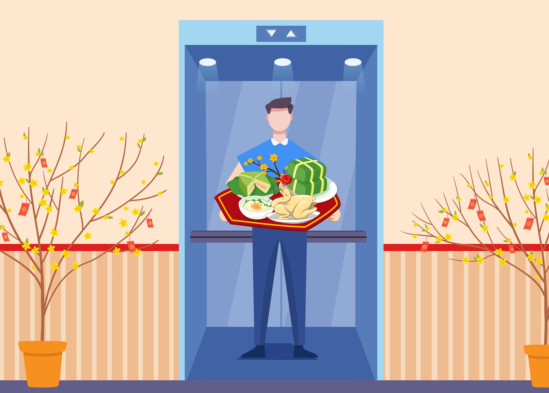 Chiếc mâm truyền thống và cửa cabin thang máy2b