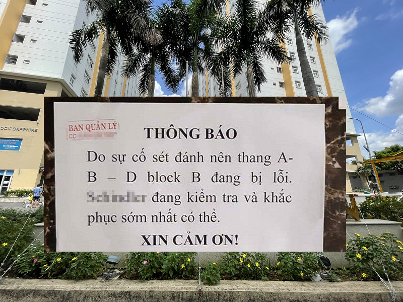 Tòa chung cư tại TP Thủ Đức từng bị hỏng thang máy do sét đánh