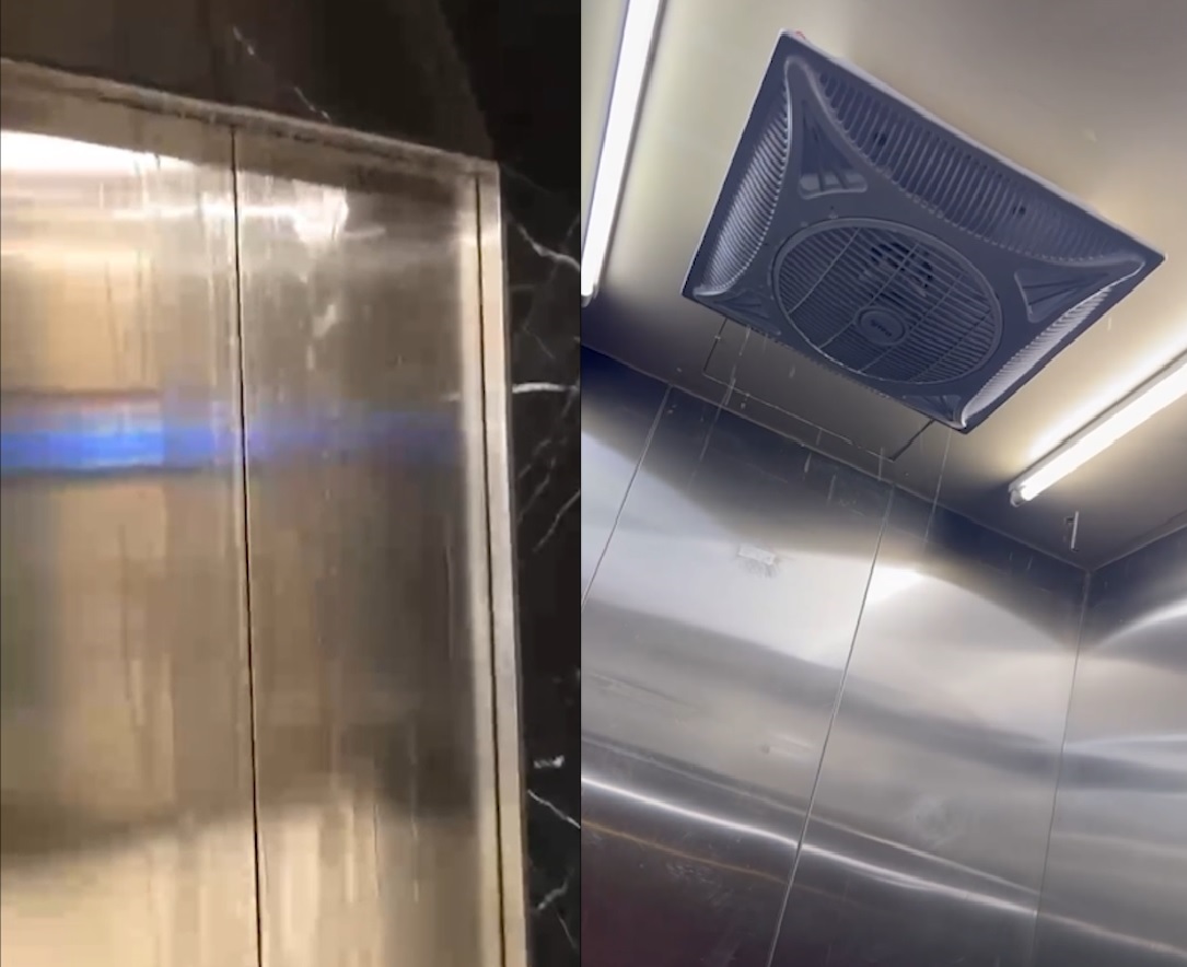 Nước chảy ra từ cửa thang máy và từ quạt thông gió tại các chung cư khác nhau trên địa bàn Hà Nội