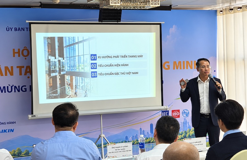 Ông Nguyễn Huy Tiến nhấn mạnh tầm quan trọng của xây dựng hệ thống quản lý an toàn thang máy quốc gia
