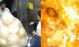 Bóng bay phát nổ trong thang máy, hai người bị bỏng