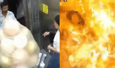 Bóng bay phát nổ trong thang máy, hai người bị bỏng Bóng bay phát nổ trong thang máy, hai người bị bỏng