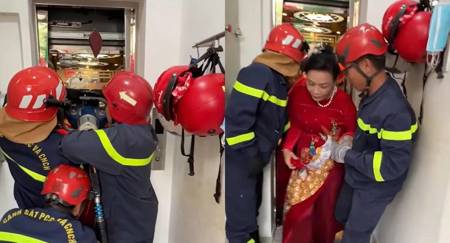 TP HCM: Cảnh sát dùng banh thủy lực cứu 6 người kẹt thang máy