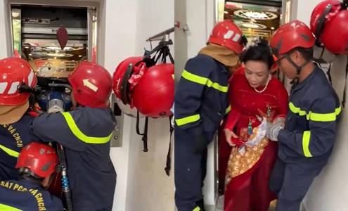 Police use hydraulic spreader to rescue 6 people trapped in elevator
