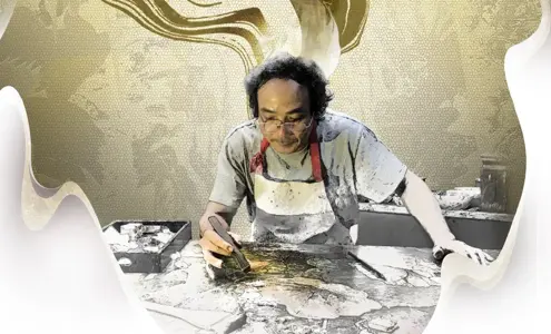 Khi sơn mài hòa vào thang máy