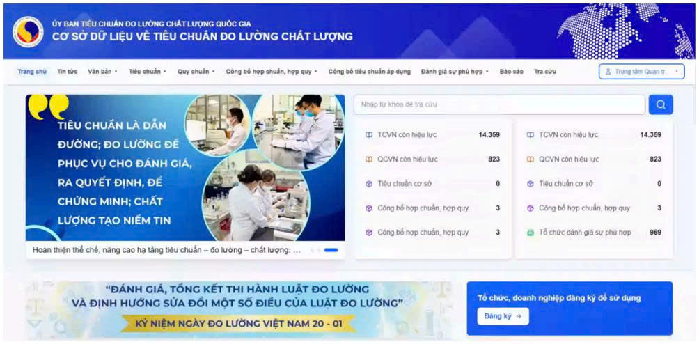 Truy cập và tạo tài khoản tại Cơ sở dữ liệu quốc gia về tiêu chuẩn, đo lường, chất lượng tại: https://nqi.gov.vn/
