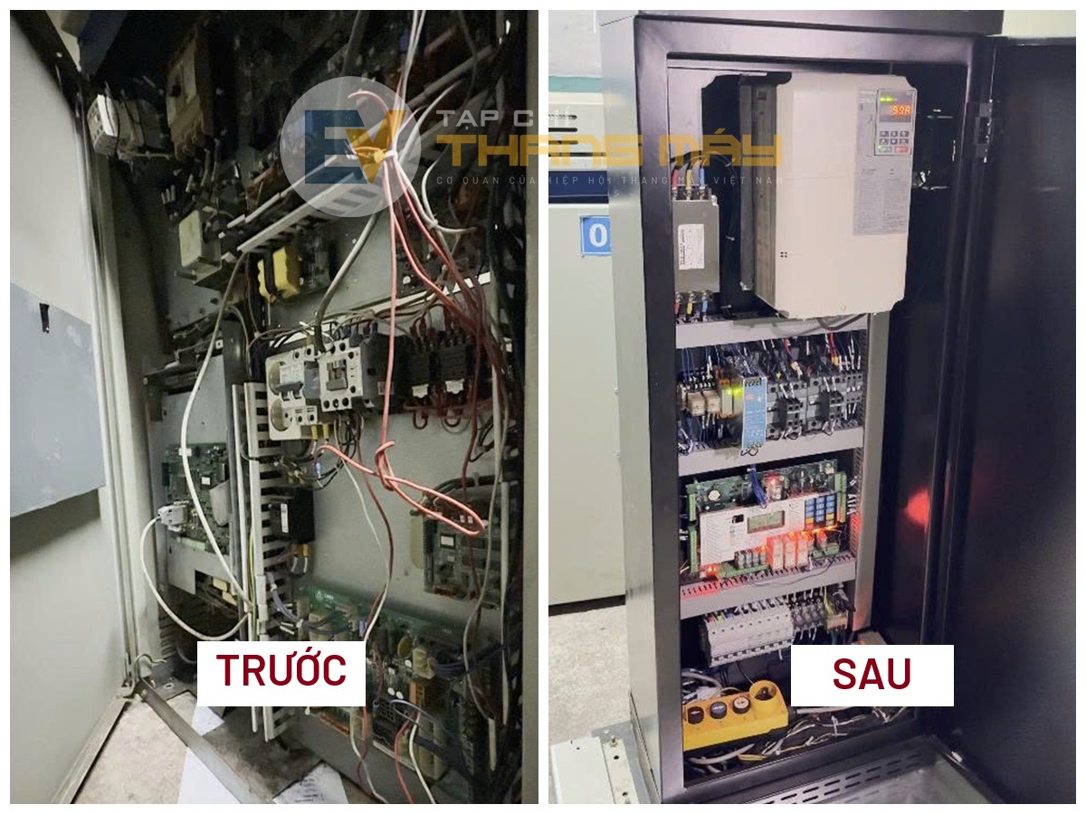 Hệ thống điều khiển thang máy hoạt động trên 10 năm và sau khi được hiện đại hóa sang hệ thống điều khiển mới. Dự án do Viện Kỹ thuật Ứng dụng Thang máy (VILEA) thực hiện. Hệ thống điều khiển thang máy hoạt động trên 10 năm và sau khi được hiện đại hóa sang hệ thống điều khiển mới. Dự án do Viện Kỹ thuật Ứng dụng Thang máy (VILEA) thực hiện.