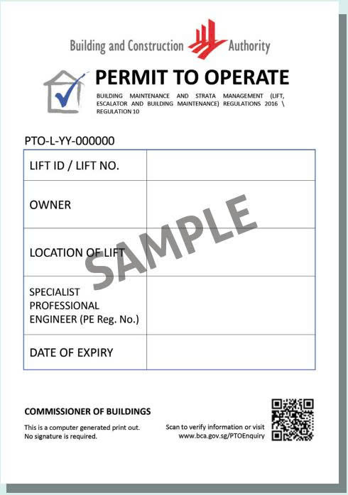 Mọi thang máy tại Singapore đều phải được cấp Giấy phép hoạt động và dữ liệu thiết bị sẽ được quản lý trên Cổng Thông tin ứng dụng thang máy, thang cuốn LEAP.